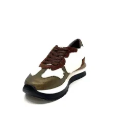 Requin Reqins Urielle Cuir Marron Textile Ecru*Femme Baskets
