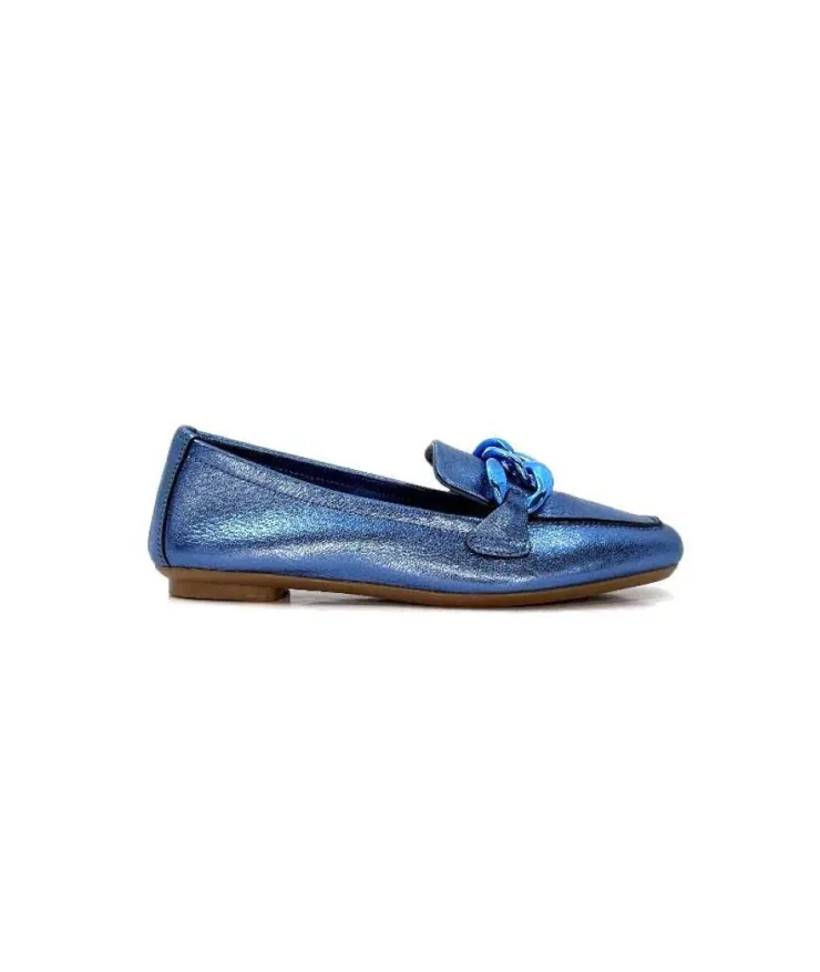 Requin s Hartega Cuir Metal Bleu*Femme Mocassins