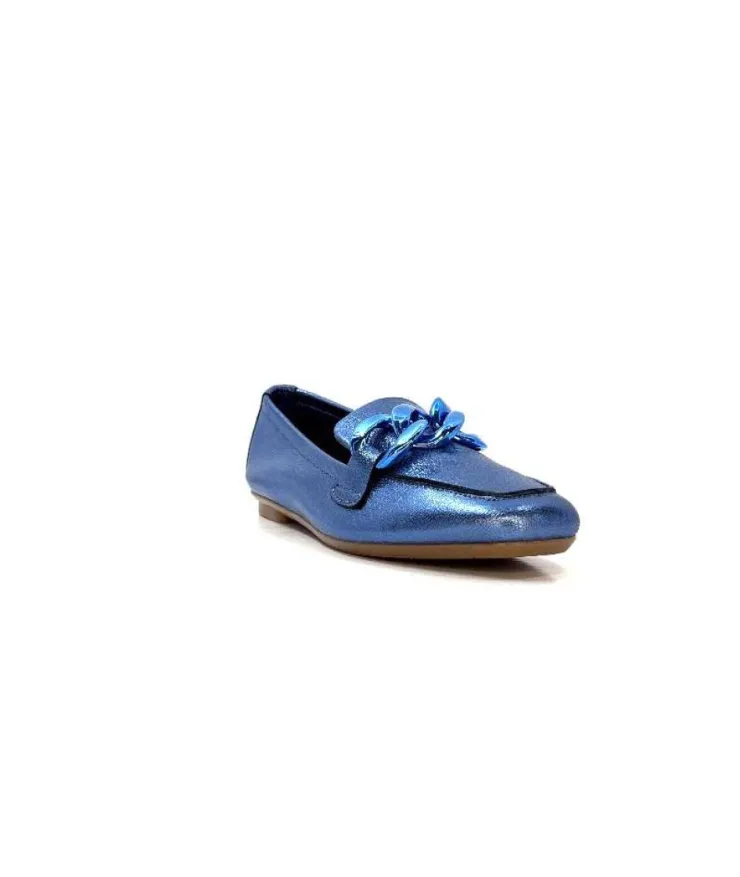 Requin s Hartega Cuir Metal Bleu*Femme Mocassins