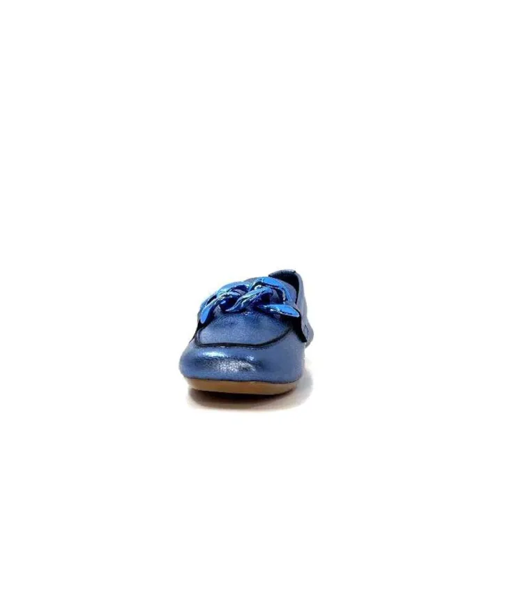 Requin s Hartega Cuir Metal Bleu*Femme Mocassins