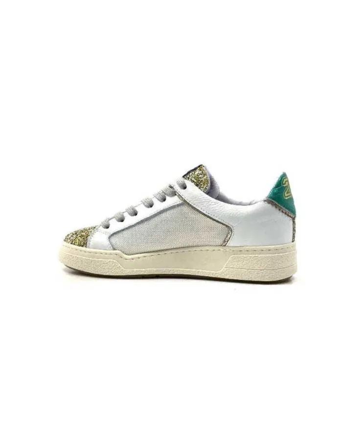 Semerdjian Smr Duck 9433 Cuir Blanc Glitter Or*Femme Baskets