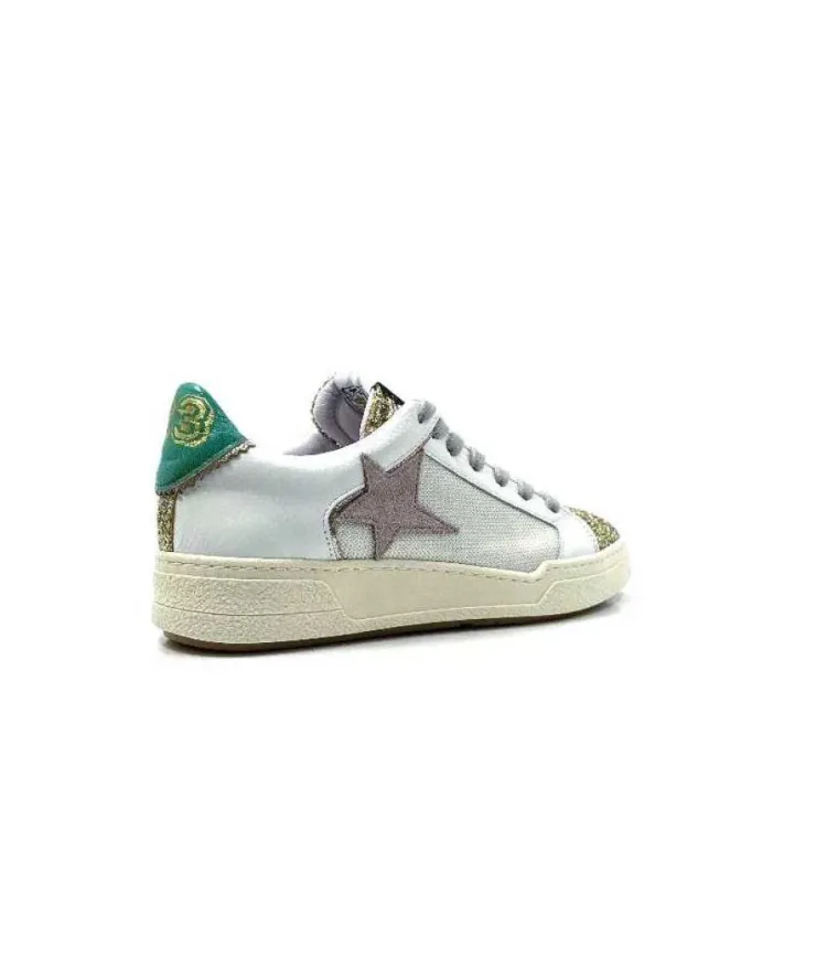 Semerdjian Smr Duck 9433 Cuir Blanc Glitter Or*Femme Baskets