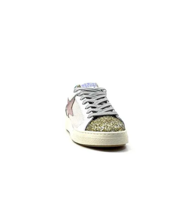 Semerdjian Smr Duck 9433 Cuir Blanc Glitter Or*Femme Baskets