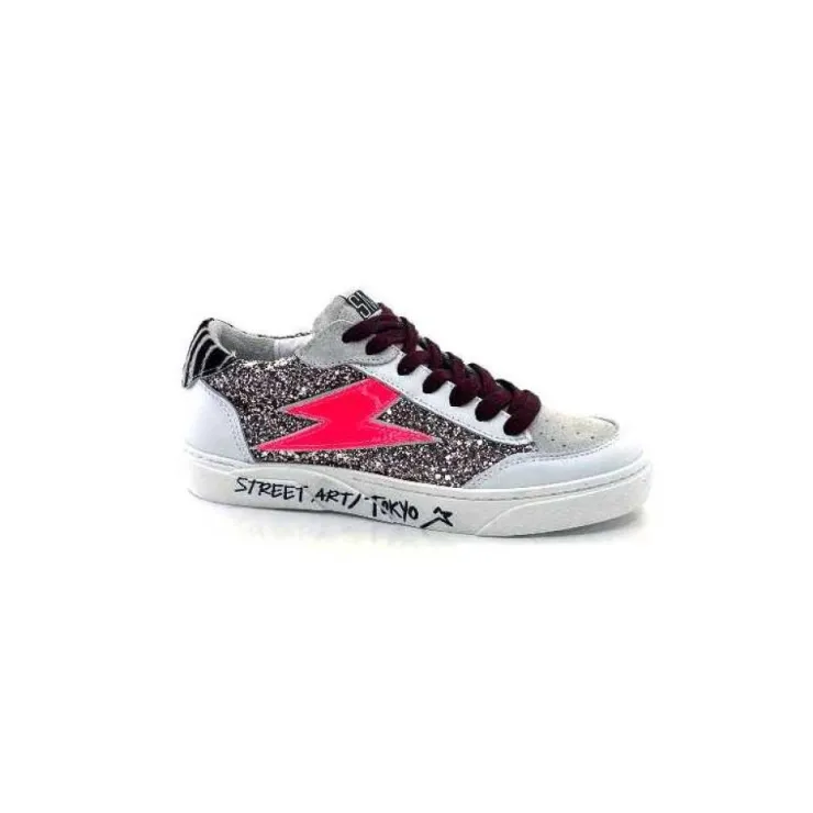 Semerdjian Smr23 Taline 10435 Cuir Blanc Glitter Rose*Femme Baskets