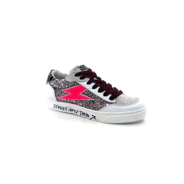 Semerdjian Smr23 Taline 10435 Cuir Blanc Glitter Rose*Femme Baskets