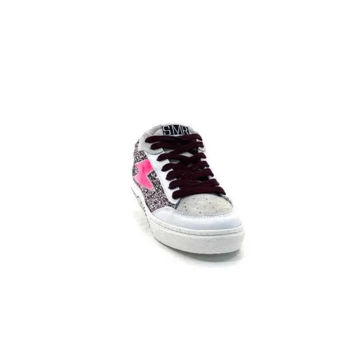Semerdjian Smr23 Taline 10435 Cuir Blanc Glitter Rose*Femme Baskets