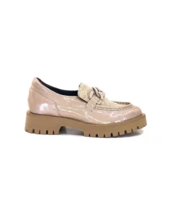Softwaves 8-36-16 /02 Cuir Vernis & Tweed Beige*Femme Mocassins