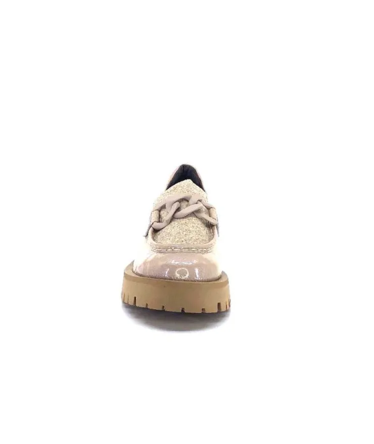 Softwaves 8-36-16 /02 Cuir Vernis & Tweed Beige*Femme Mocassins