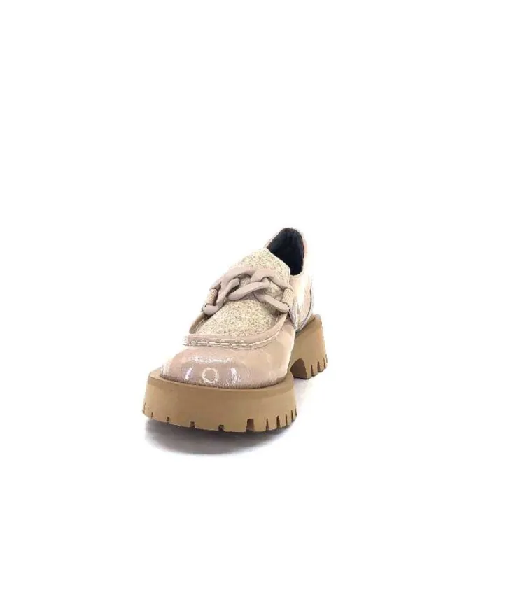 Softwaves 8-36-16 /02 Cuir Vernis & Tweed Beige*Femme Mocassins
