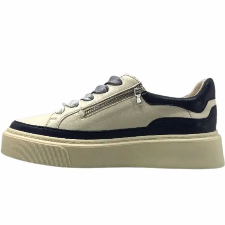 Softwaves 8.80.01/03 Cuir Creme & Marine*Femme Baskets