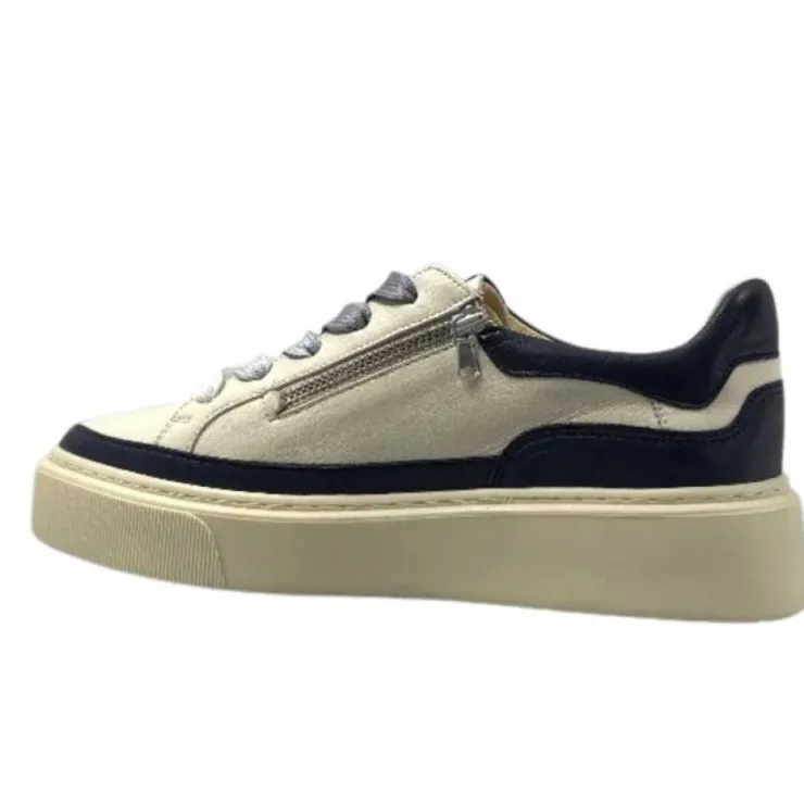 Softwaves 8.80.01/03 Cuir Creme & Marine*Femme Baskets