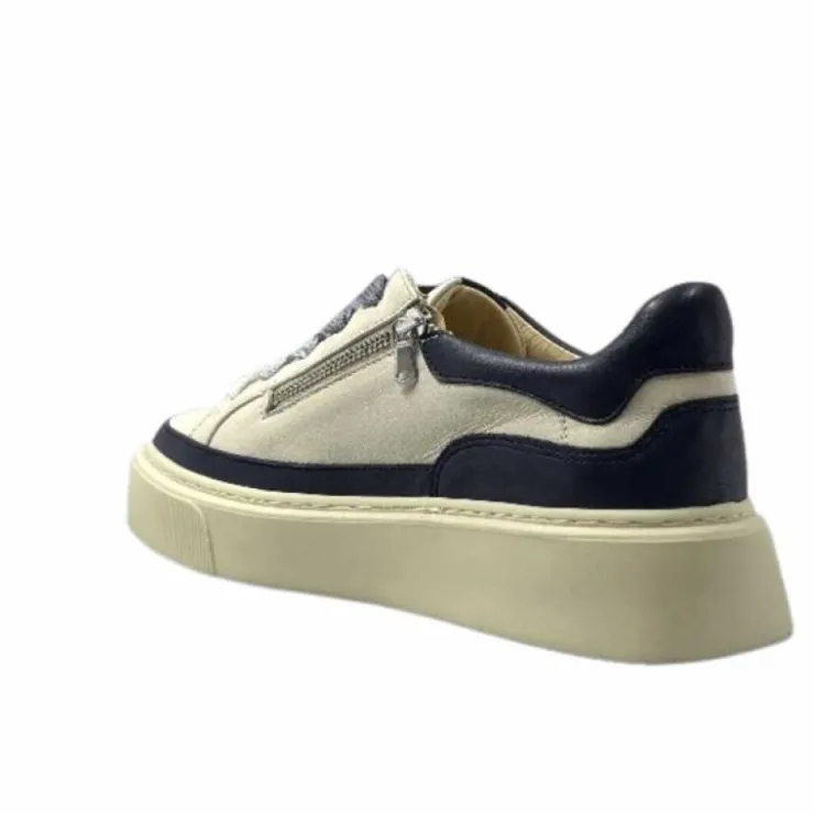 Softwaves 8.80.01/03 Cuir Creme & Marine*Femme Baskets