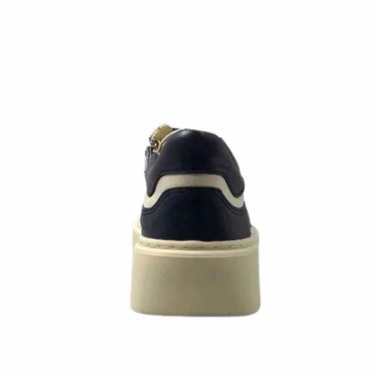 Softwaves 8.80.01/03 Cuir Creme & Marine*Femme Baskets