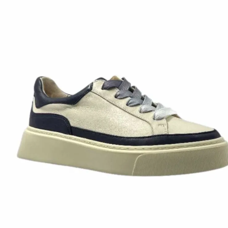 Softwaves 8.80.01/03 Cuir Creme & Marine*Femme Baskets