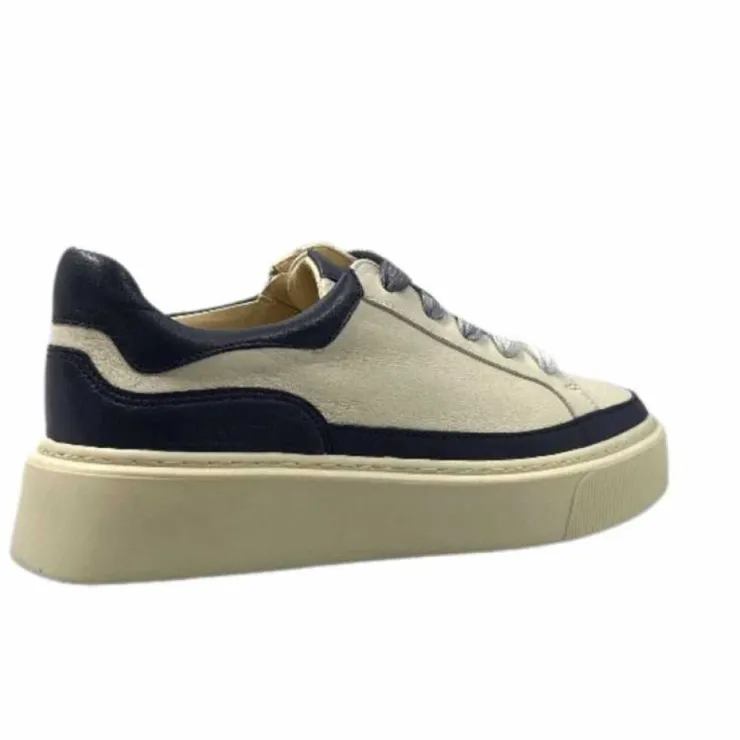 Softwaves 8.80.01/03 Cuir Creme & Marine*Femme Baskets