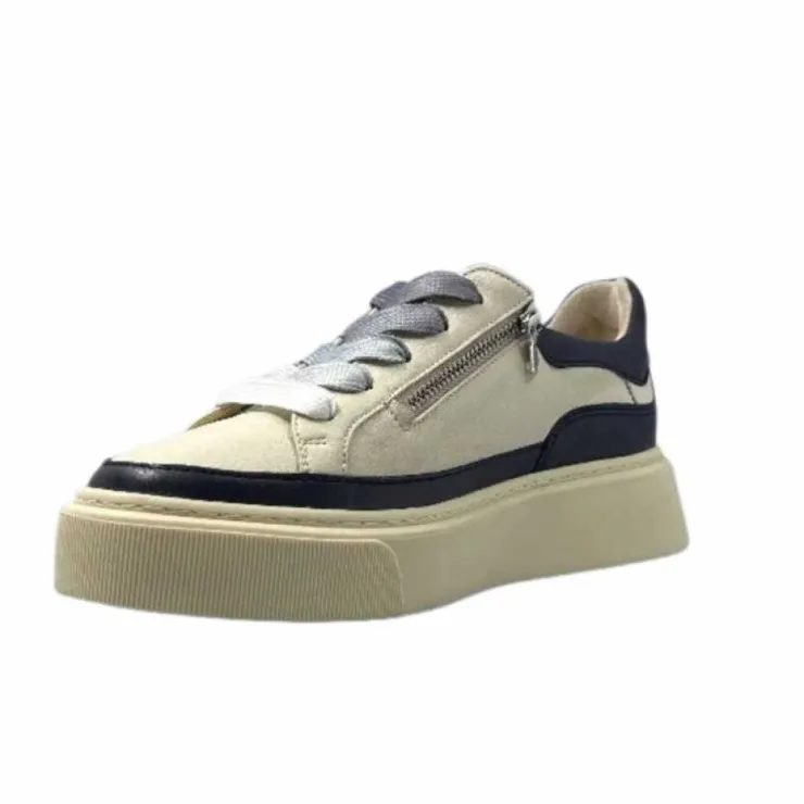 Softwaves 8.80.01/03 Cuir Creme & Marine*Femme Baskets