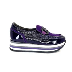 Softwaves 7.78.61 Cuir Vernis Et Daim Violet*Femme Mocassins