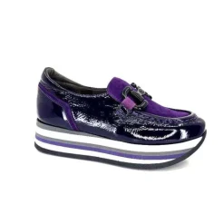 Softwaves 7.78.61 Cuir Vernis Et Daim Violet*Femme Mocassins