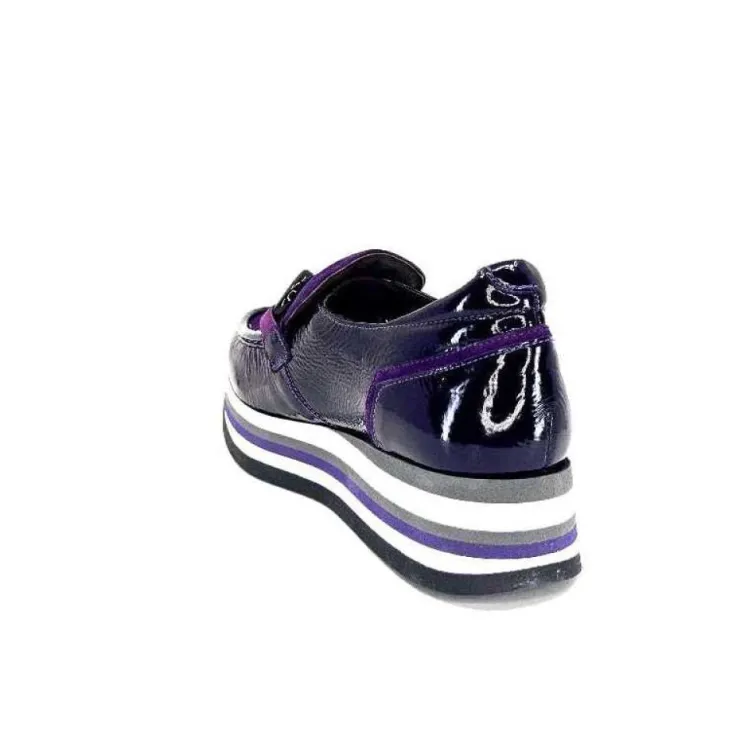 Softwaves 7.78.61 Cuir Vernis Et Daim Violet*Femme Mocassins