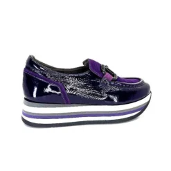 Softwaves 7.78.61 Cuir Vernis Et Daim Violet*Femme Mocassins