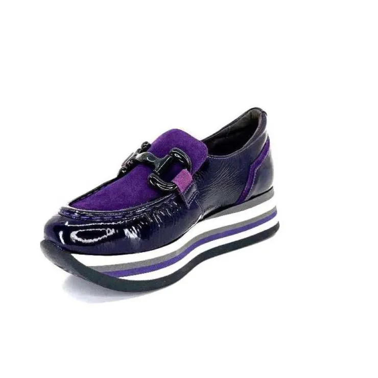 Softwaves 7.78.61 Cuir Vernis Et Daim Violet*Femme Mocassins