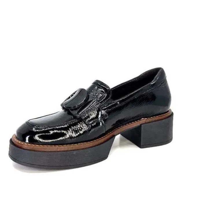 Softwaves 8.89.03 Cuir Vernis Noir*Femme Mocassins