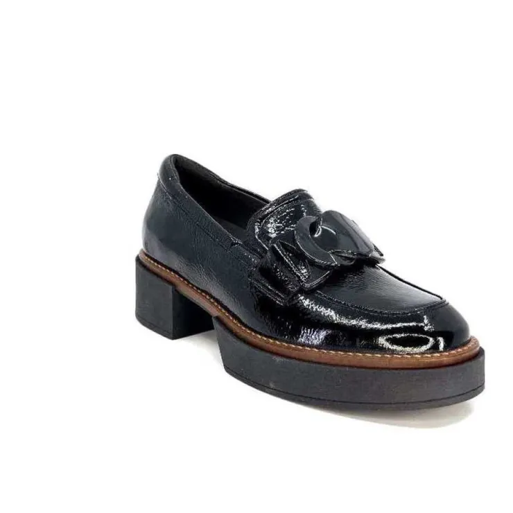 Softwaves 8.89.03 Cuir Vernis Noir*Femme Mocassins
