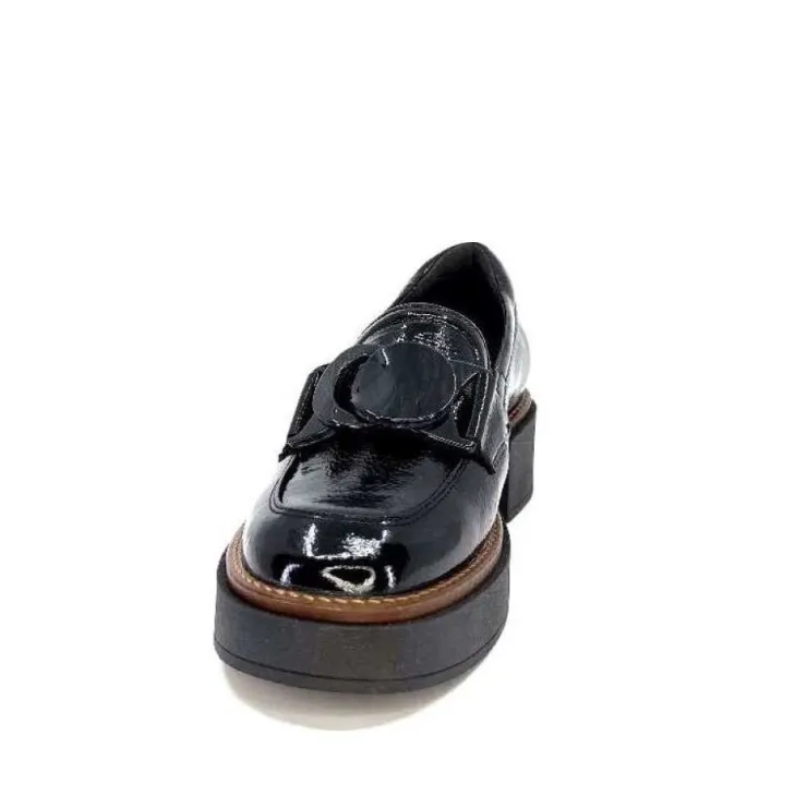 Softwaves 8.89.03 Cuir Vernis Noir*Femme Mocassins