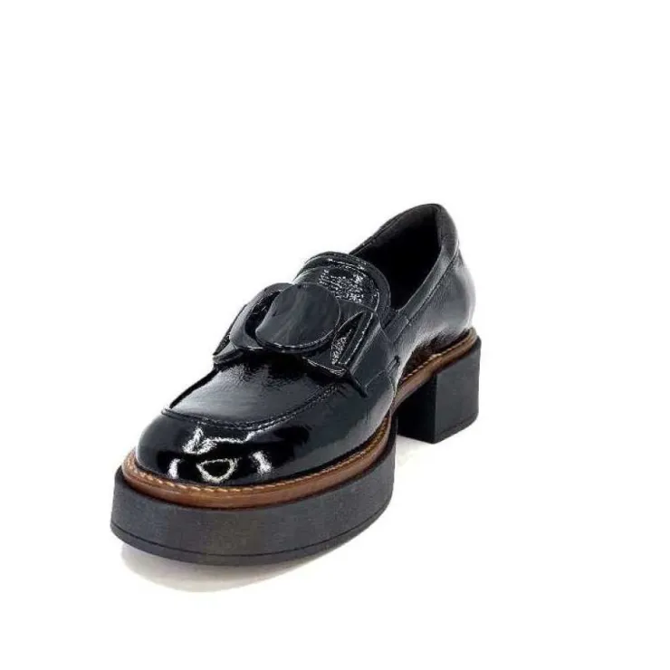 Softwaves 8.89.03 Cuir Vernis Noir*Femme Mocassins