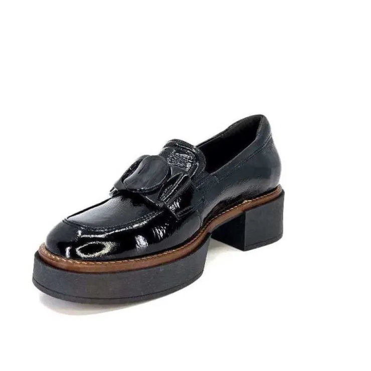 Softwaves 8.89.03 Cuir Vernis Noir*Femme Mocassins