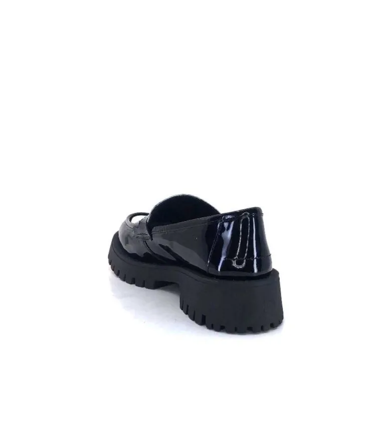 We Do 11244 Cg Cuir Noir & Vernis Blanc*Femme Mocassins