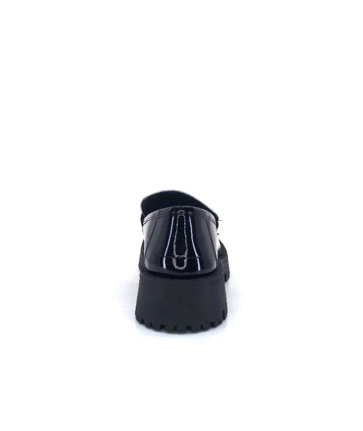 We Do 11244 Cg Cuir Noir & Vernis Blanc*Femme Mocassins
