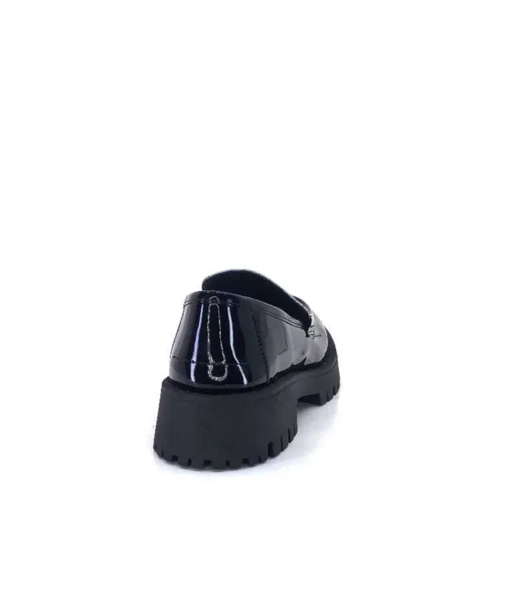 We Do 11244 Cg Cuir Noir & Vernis Blanc*Femme Mocassins