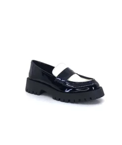 We Do 11244 Cg Cuir Noir & Vernis Blanc*Femme Mocassins