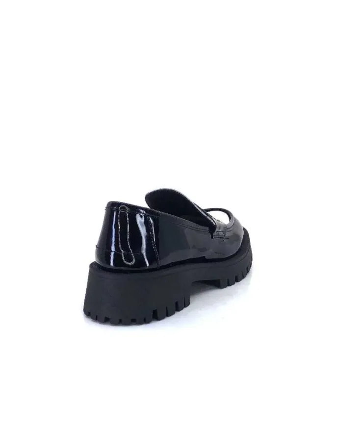 We Do 11244 Cg Cuir Noir & Vernis Blanc*Femme Mocassins