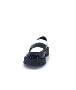 We Do 11244 Cg Cuir Noir & Vernis Blanc*Femme Mocassins