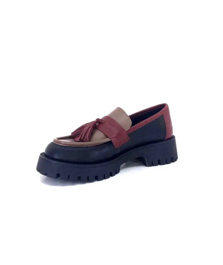 We Do 11244 Ch Cuir Noir Frango & Rouge*Femme Mocassins