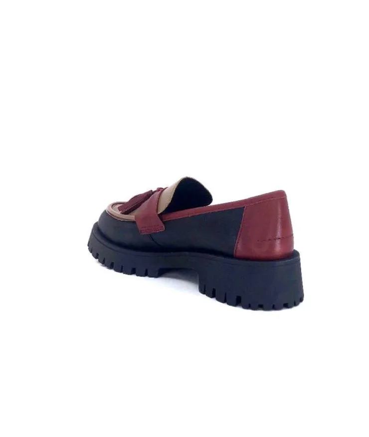 We Do 11244 Ch Cuir Noir Frango & Rouge*Femme Mocassins