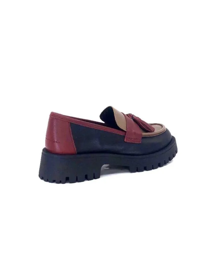 We Do 11244 Ch Cuir Noir Frango & Rouge*Femme Mocassins