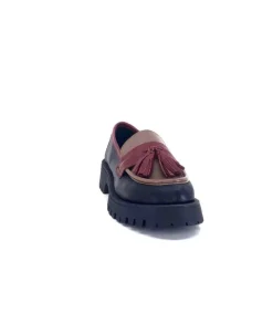 We Do 11244 Ch Cuir Noir Frango & Rouge*Femme Mocassins