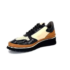 XSA 9809 Cuir Noir, Marron & Creme*Femme Baskets