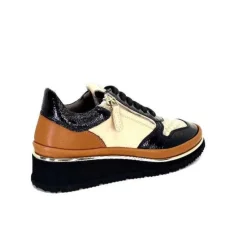 XSA 9809 Cuir Noir, Marron & Creme*Femme Baskets