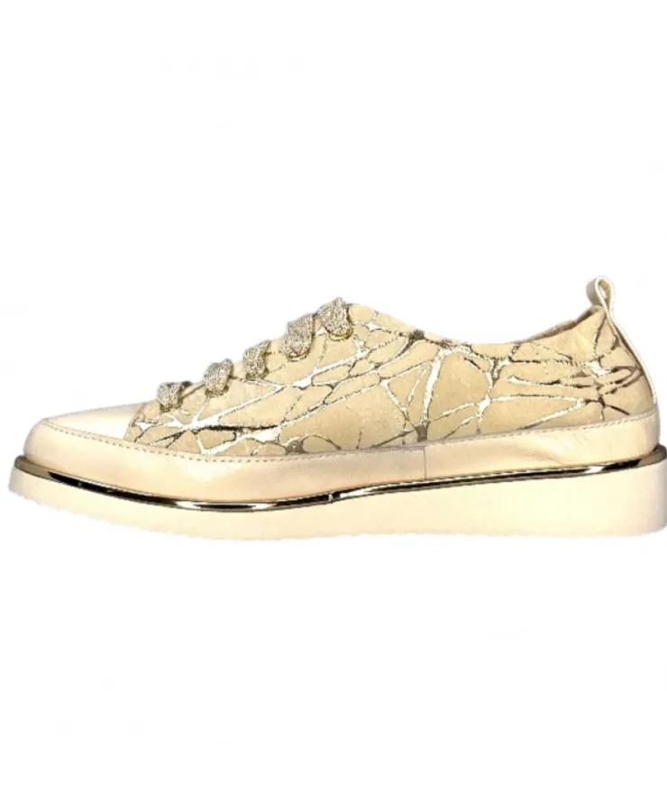 XSA 8010 Daim Beige Cuir Or*Femme Baskets