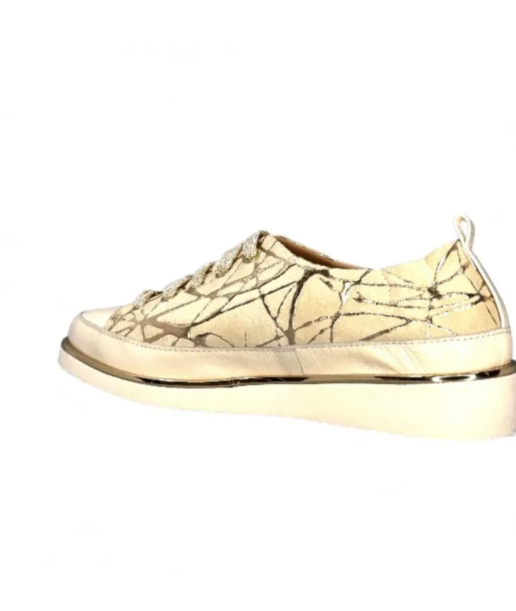 XSA 8010 Daim Beige Cuir Or*Femme Baskets