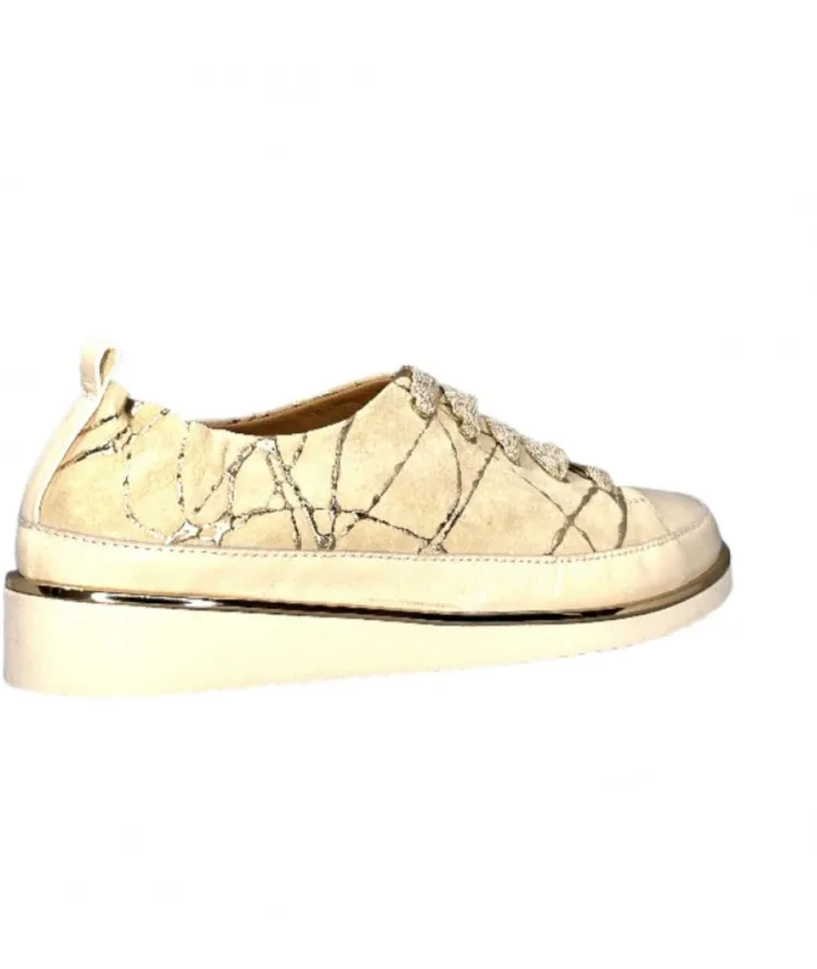 XSA 8010 Daim Beige Cuir Or*Femme Baskets