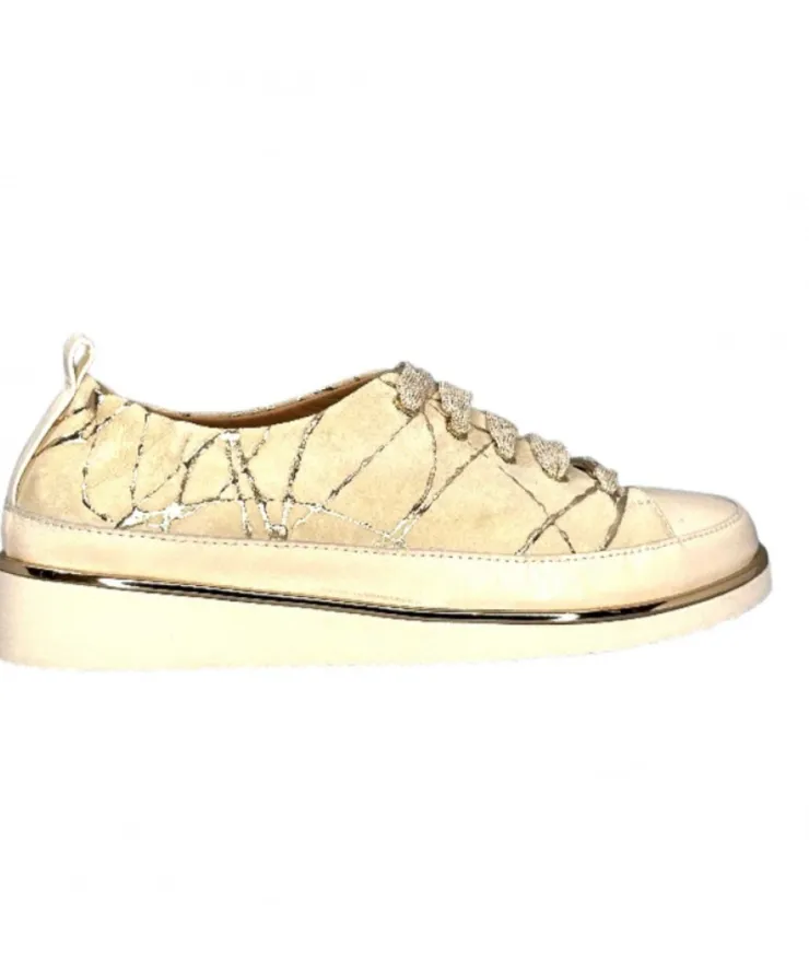 XSA 8010 Daim Beige Cuir Or*Femme Baskets