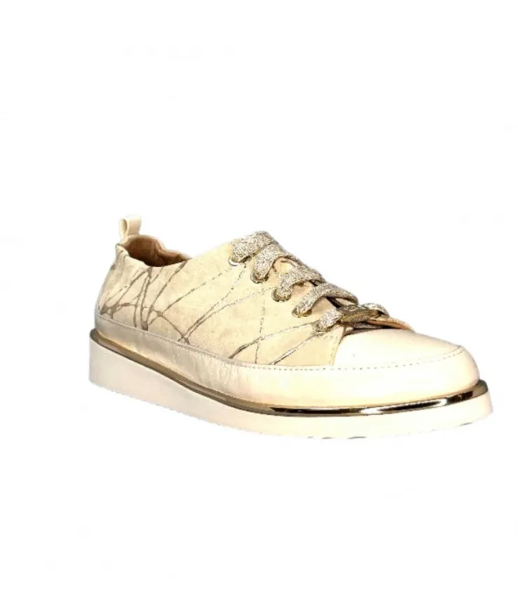 XSA 8010 Daim Beige Cuir Or*Femme Baskets