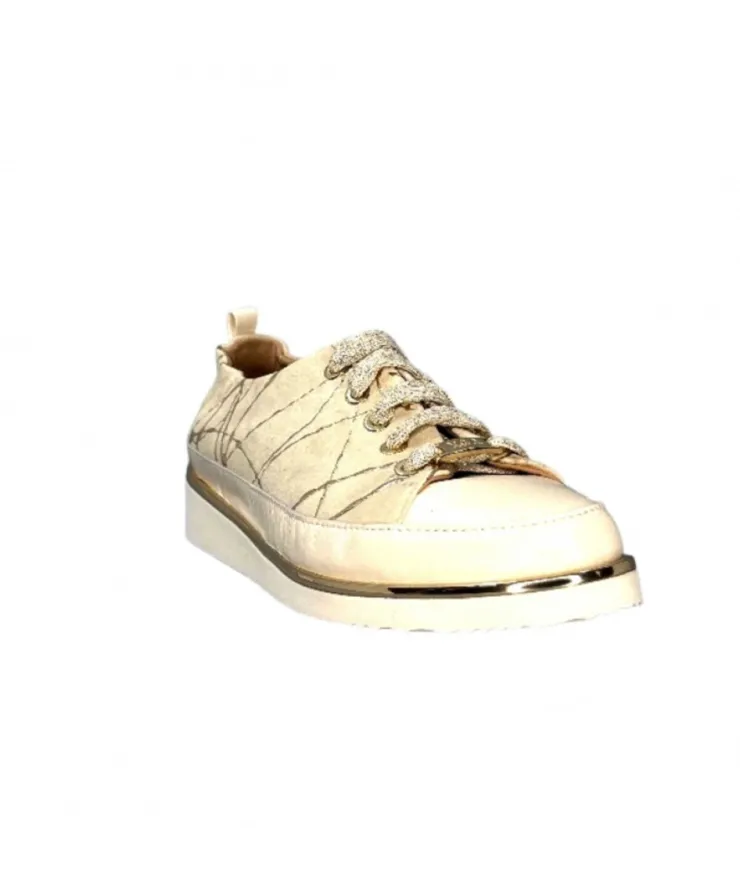XSA 8010 Daim Beige Cuir Or*Femme Baskets