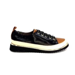 XSA 8010 F478 Nappa Cuir Noir & Camel*Femme Baskets