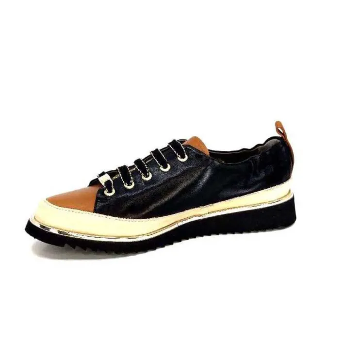 XSA 8010 F478 Nappa Cuir Noir & Camel*Femme Baskets